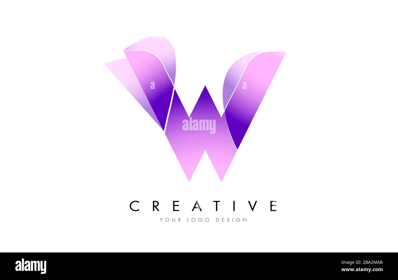 Letter W Logo with Satin texture and Fluid Look Vector Design. Stock Vector