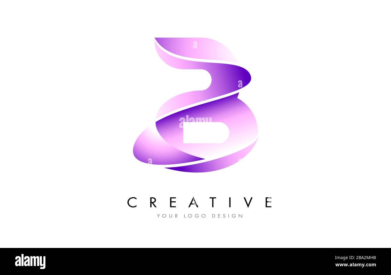 Letter B Logo with Satin texture and Fluid Look Vector Design. Stock Vector