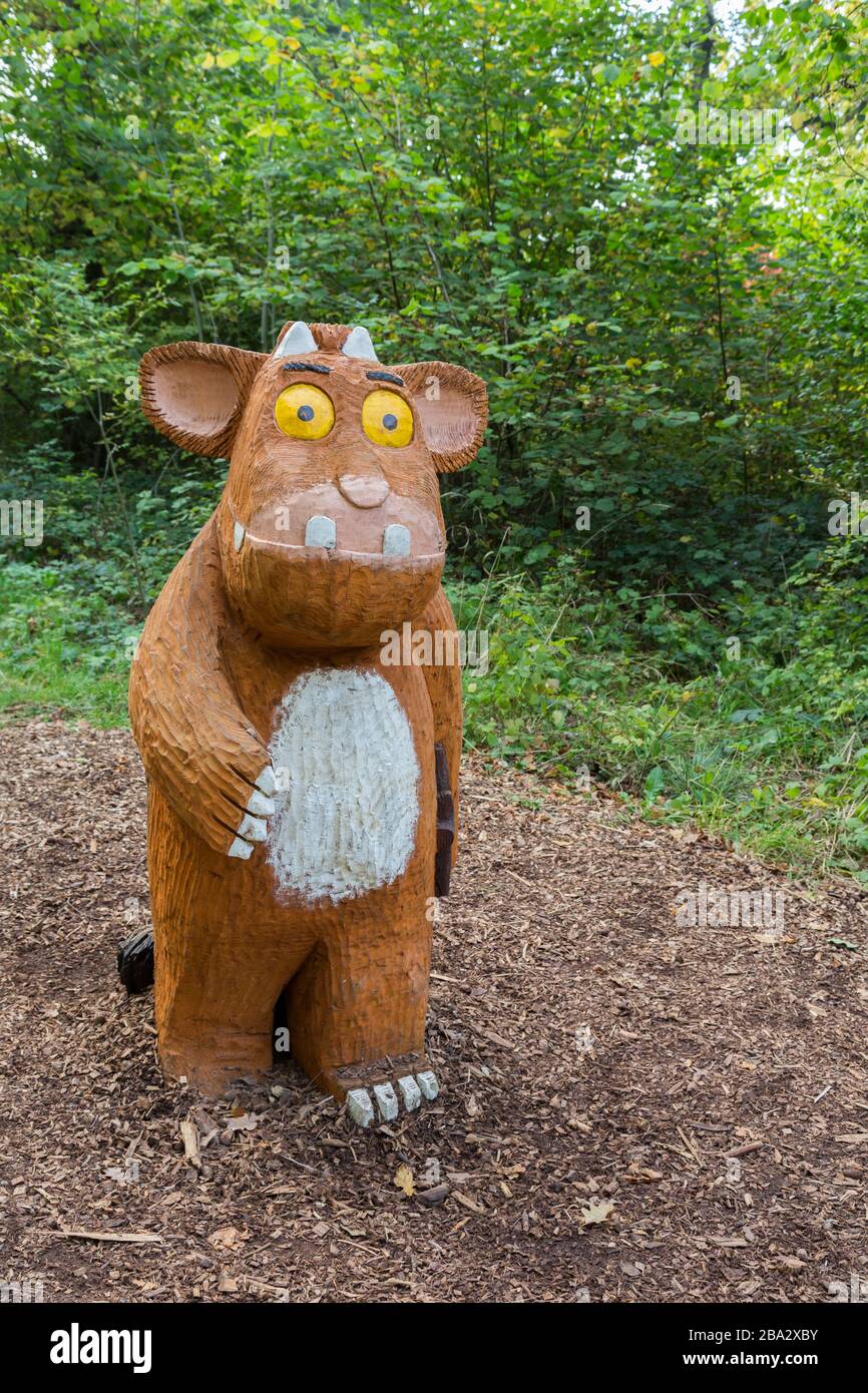 Gruffalo carved in wood, Westonbirt Arboretum, Gloucestershire, Enhgland, UK Stock Photo