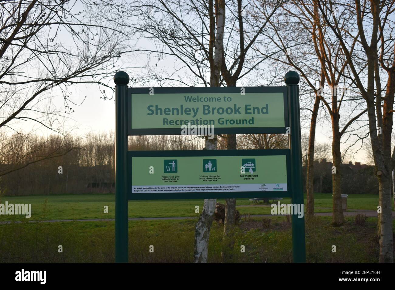 Noticeboard for Shenley Brook End Recreation Ground in Milton Keynes. Stock Photo