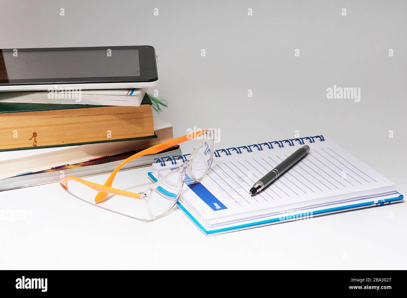 office supplies on white background Stock Photo - Alamy