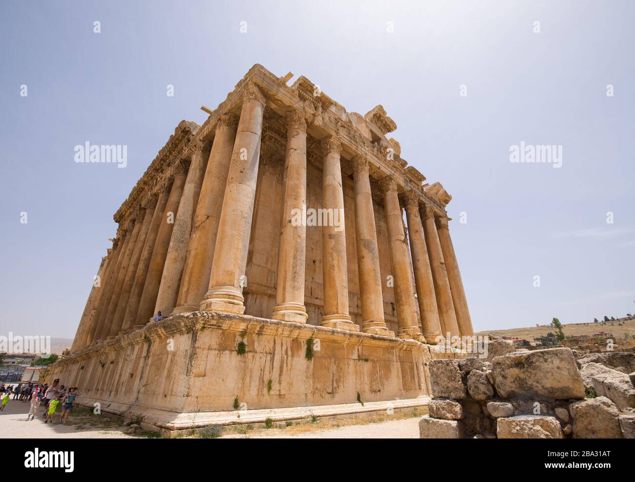 Temple of Bacchus. The ruins of the Roman city of Heliopolis or Baalbek in the Beqaa Valley. Baalbek, Lebanon - June, 2019 Stock Photo