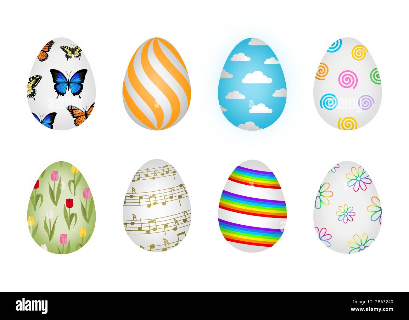 set of decorated Easter eggs Stock Vector