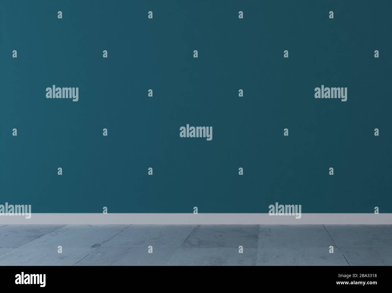 Blue wall with white stone floor background 3D rendering Stock Photo