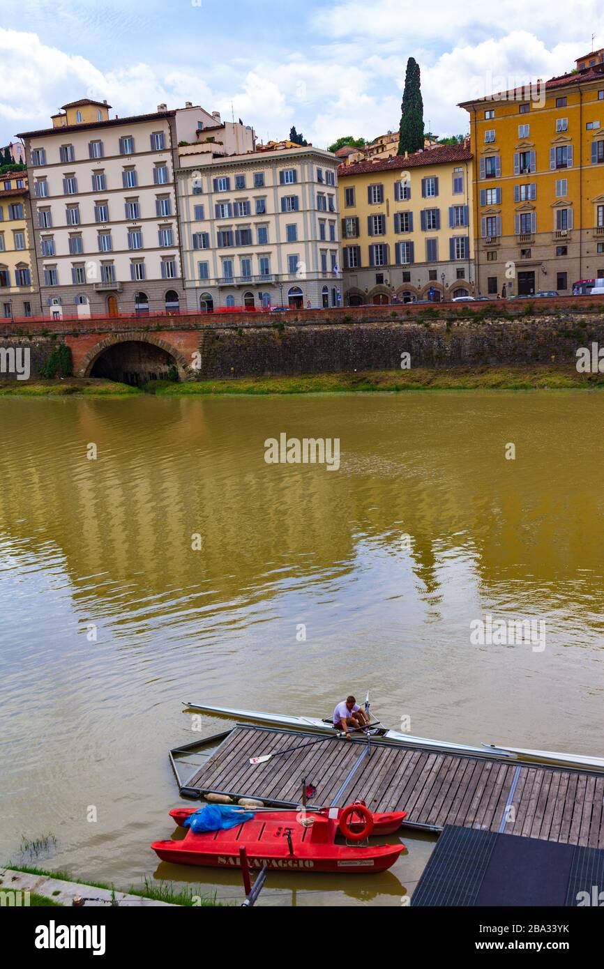 Riverside historic buildings of the Arno river Florence,Tuscany,Italy ...