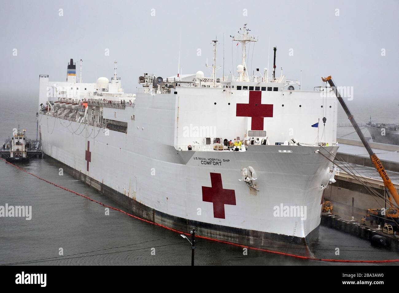 The U.S. Navy Military Sealift Command hospital ship USNS Comfort takes
