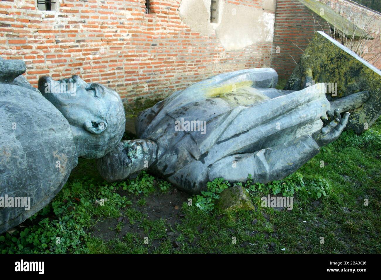 Statues of Lenin and Petru Groza, abandoned after the Romanian anticommunist Revolution of 1989 Stock Photo