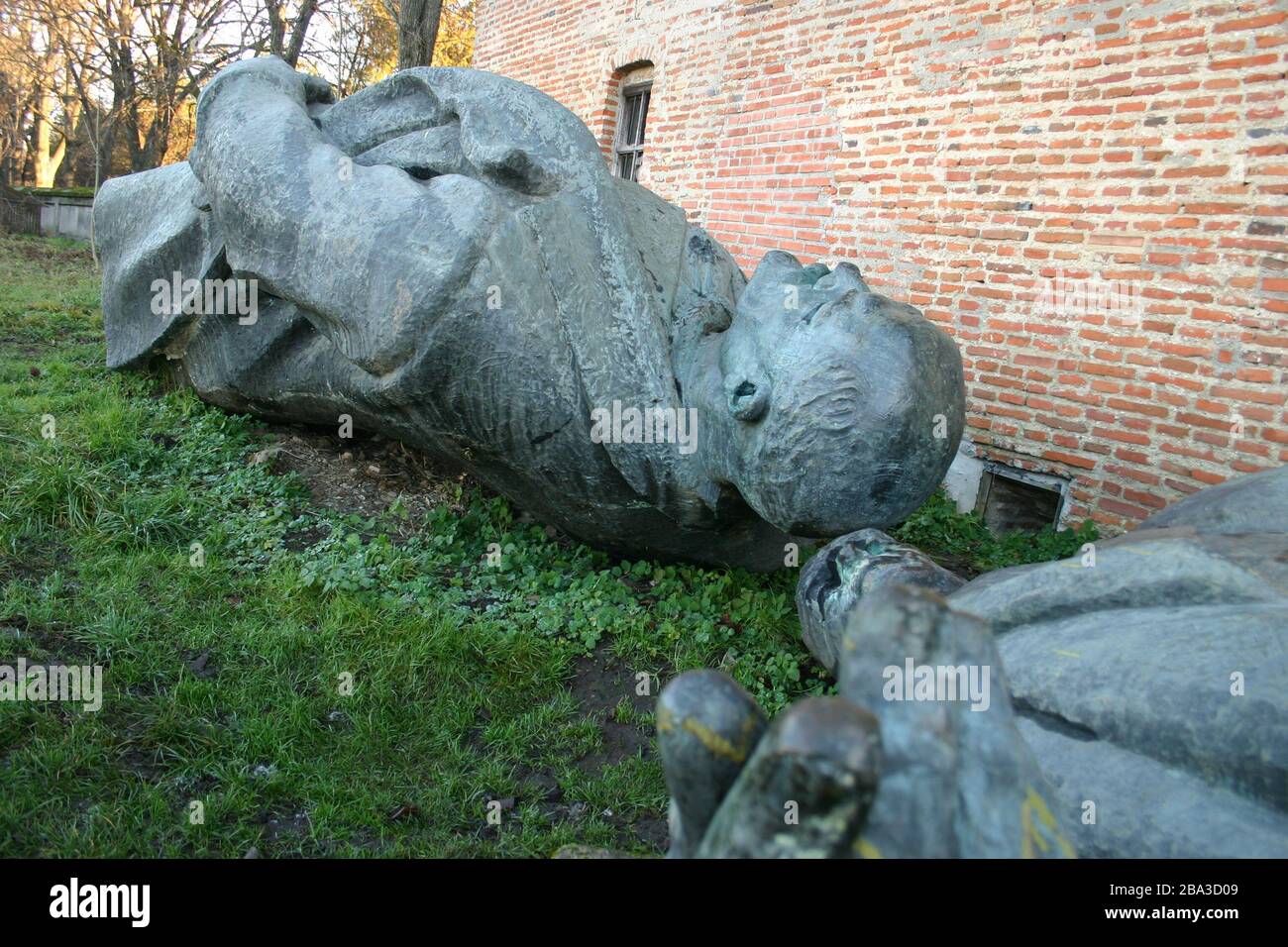 Statues of Lenin and Petru Groza, abandoned after the Romanian anticommunist Revolution of 1989 Stock Photo