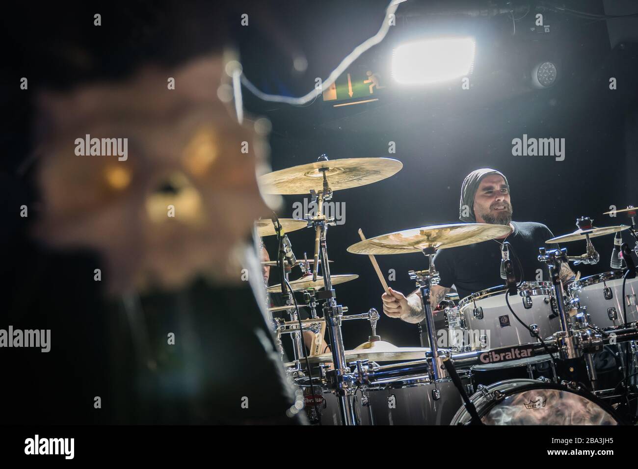London, UK - February 08, 2020 - Vassilios Maniatopoulos, drummer of German heavy metal band 'Rage'; concert at Underworld club, Camden Town Stock Photo