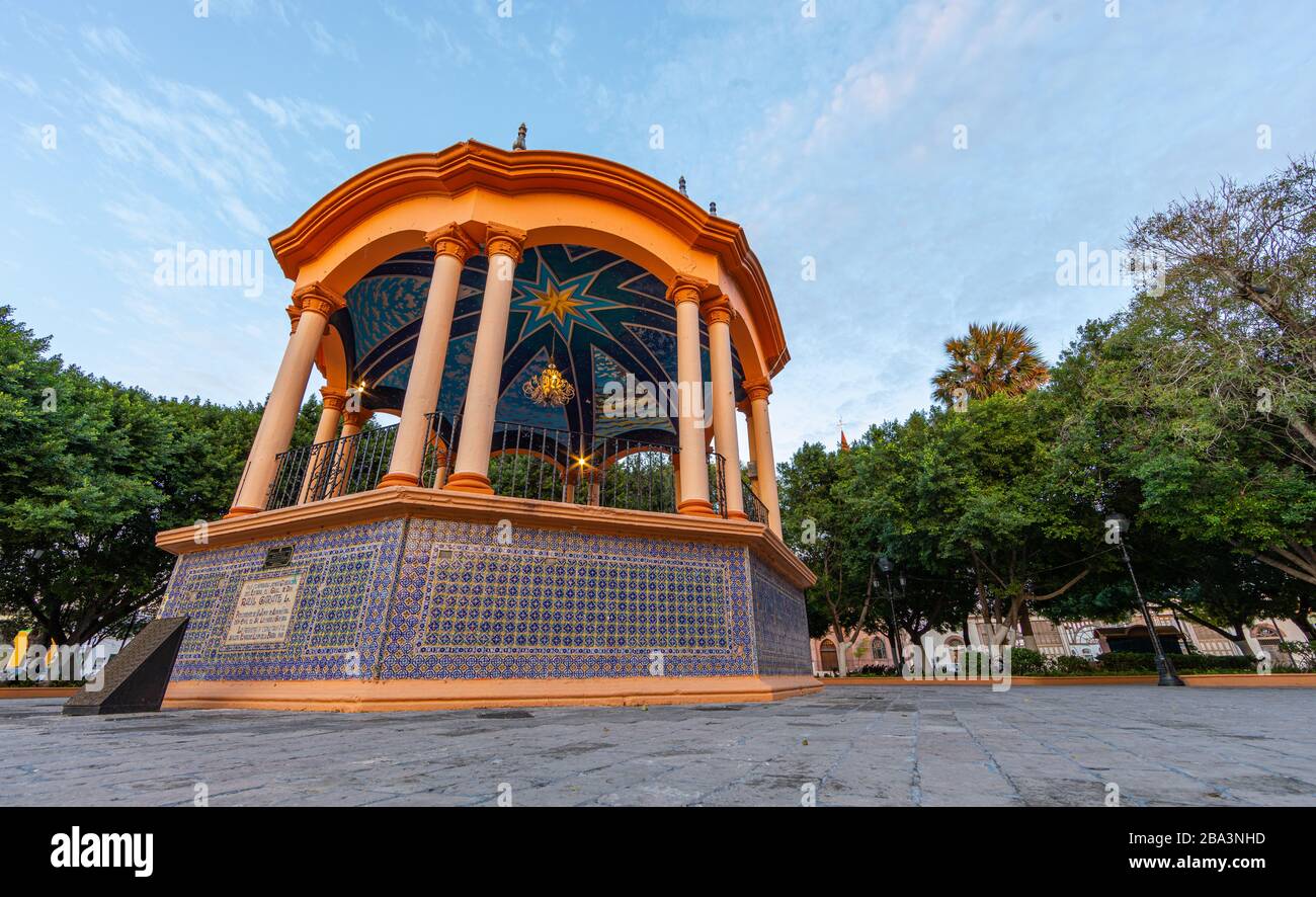 Gazebo in Main Plaza Miguel Hidalgo in Matamoros, Tamaulipas state, Mexico Stock Photo