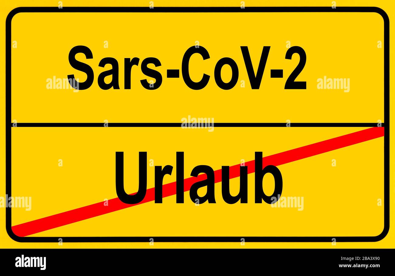 Symbol picture, place name sign, holiday, Coronavirus, Sars-CoV-2, Covid-19, Germany Stock Photo