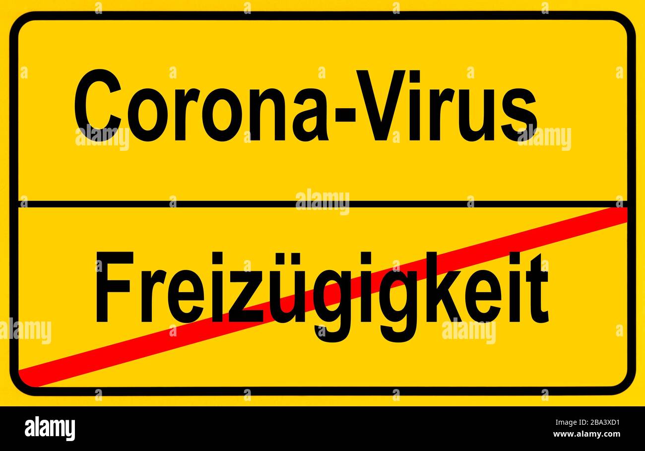 Symbolic image, place name sign, freedom of movement, Coronavirus, Sars-CoV-2, Covid-19, Germany Stock Photo