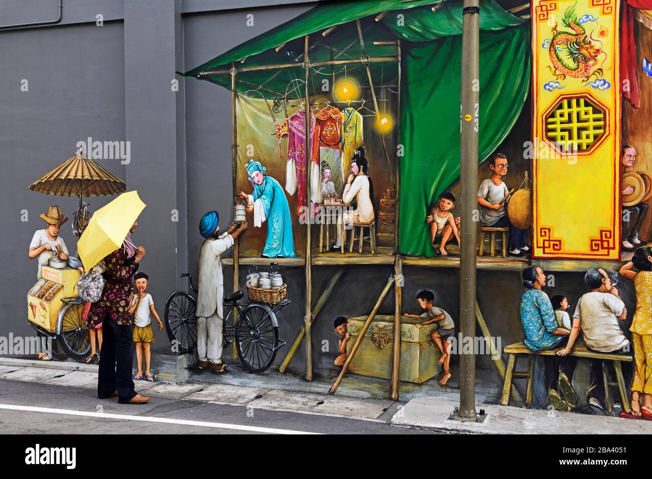 Wall painting in Chinatown, Singapore Stock Photo Alamy