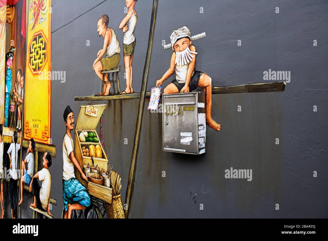 Singapore chinatown mural hires stock photography and images Alamy