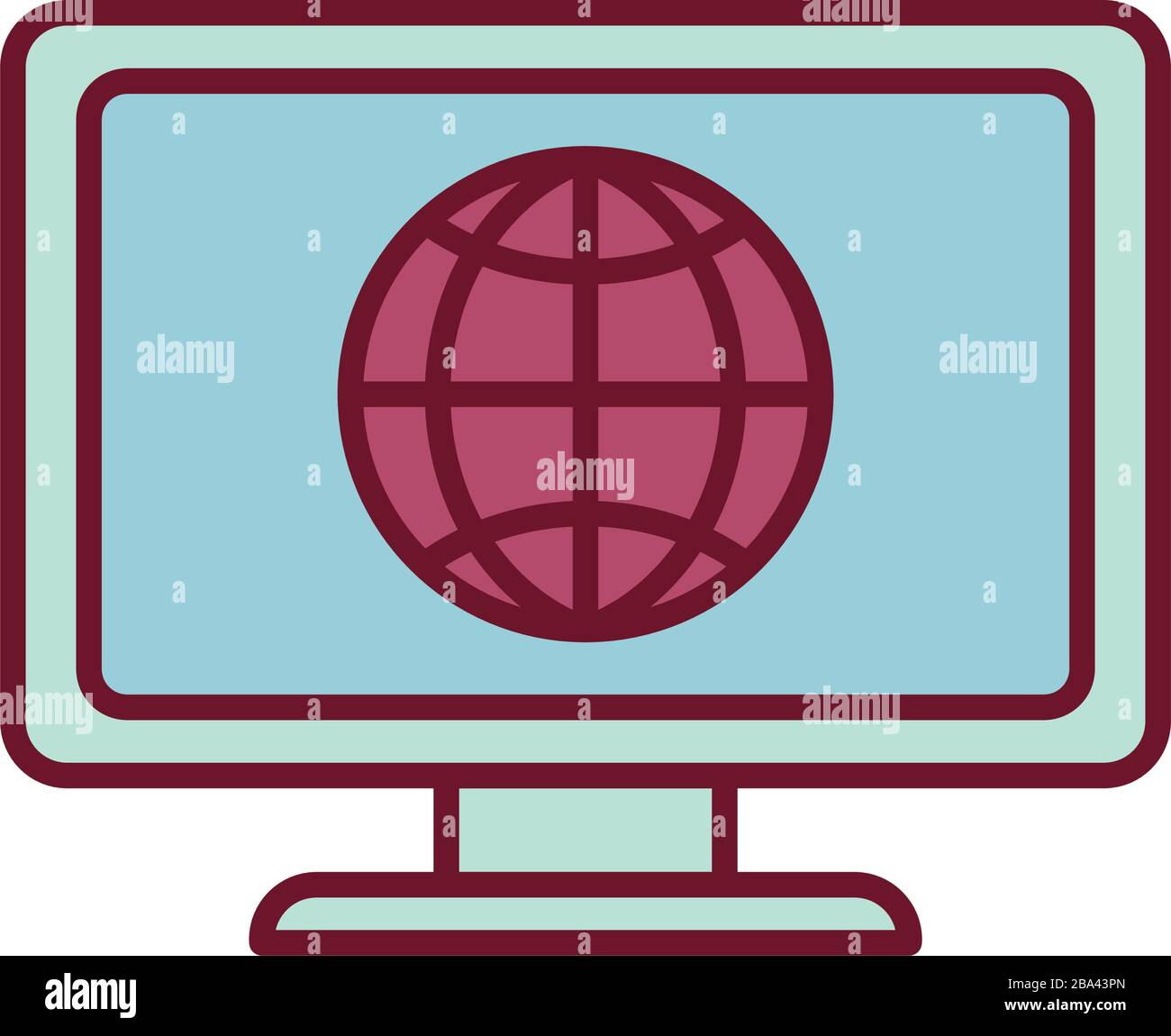 global sphere inside computer inside laptop line and fill style icon ...