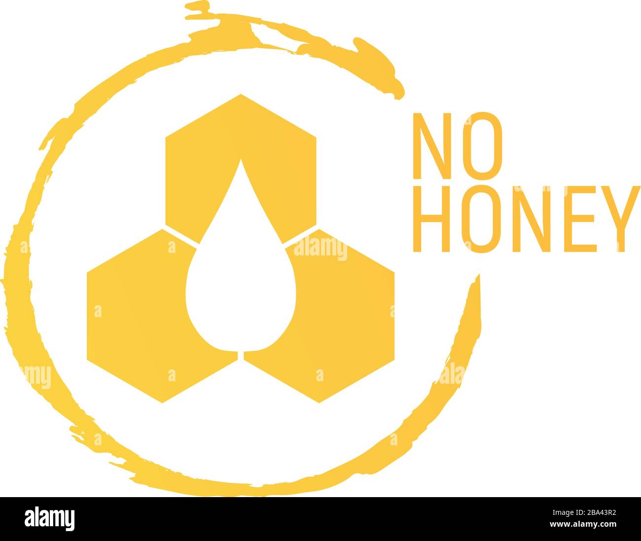 No Honey. Allergen food, GMO free products icon and logo. Intolerance and allergy food. Concept cartoon vector illustration and isolated art. Stock Vector