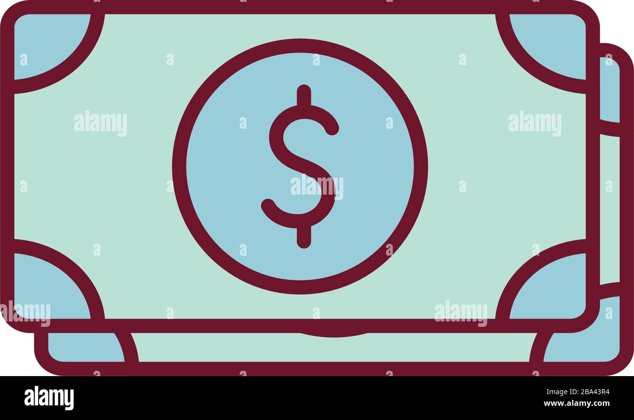 Isolated money bills line and fill style icon vector design Stock ...