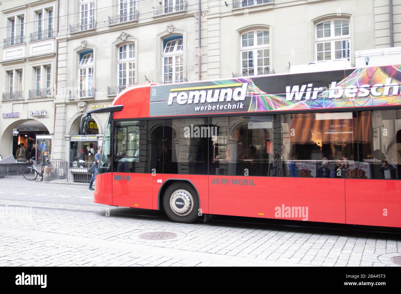 Trams and buses, Bern, Switzerland, 08/09/2019, Capital city of Switzerland. City trams, Trolly Busses and Bendy Busses, public transport Stock Photo
