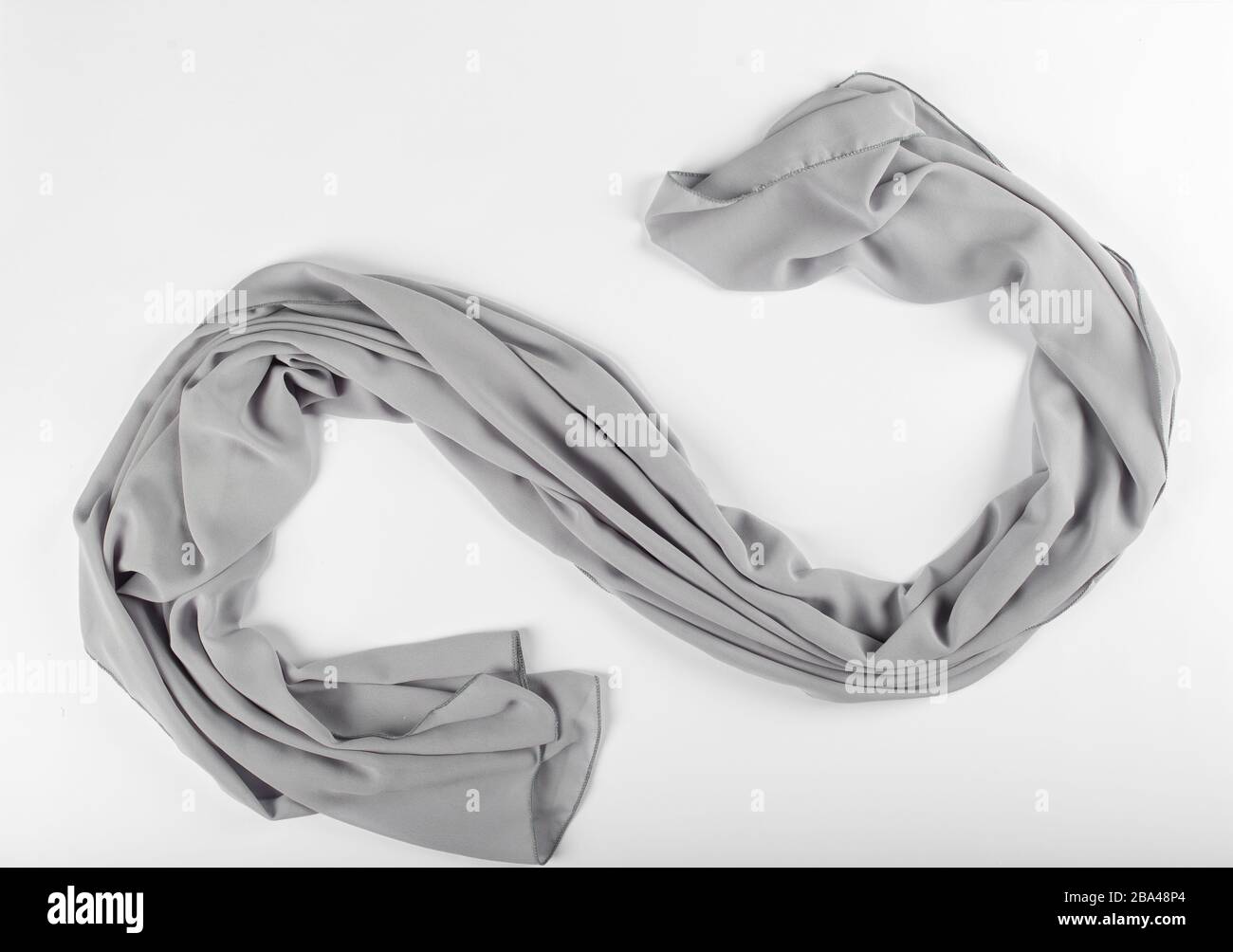 Grey textured shawl isolated on a white background Stock Photo