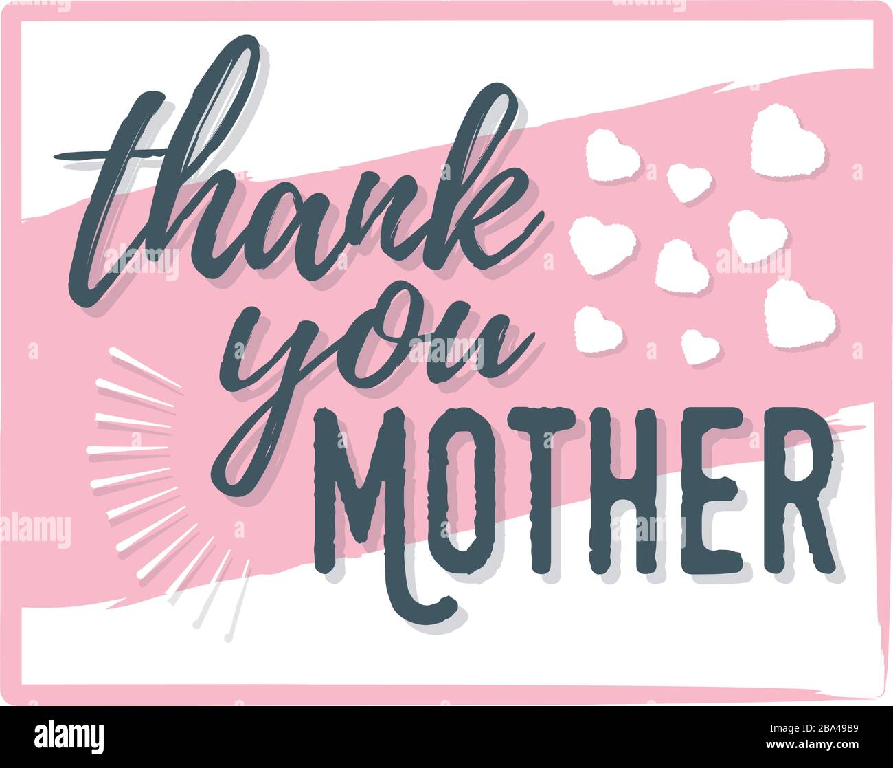 Thank you Mother banner, logo, label and poster. Design of calligraphy