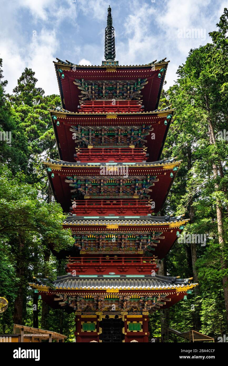 Five-story pagoda at Tosho-gu shrine, Nikko, Japan Stock Photo
