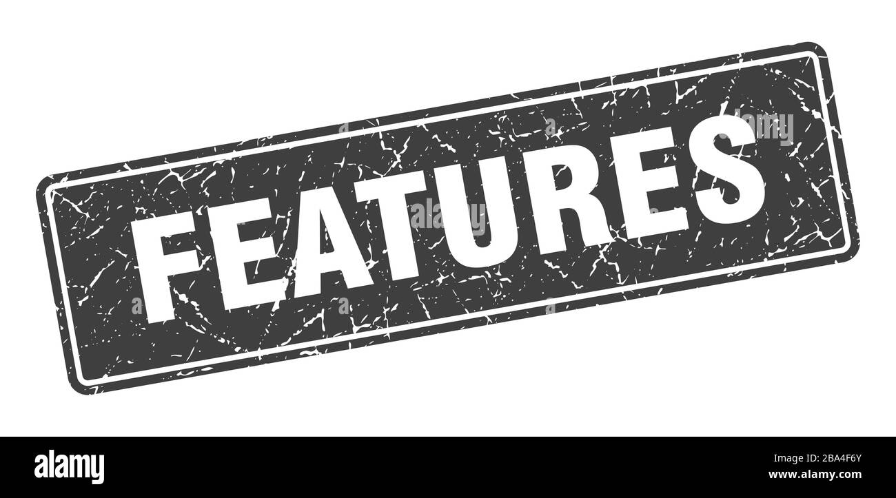 features stamp. features vintage gray label. Sign Stock Vector Image ...