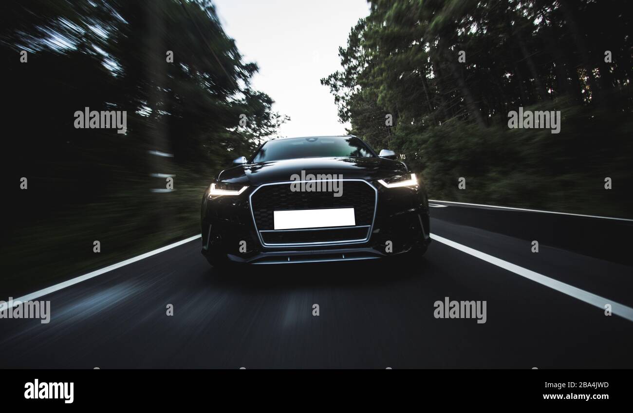 Front view photo of a luxury black car Stock Photo Alamy