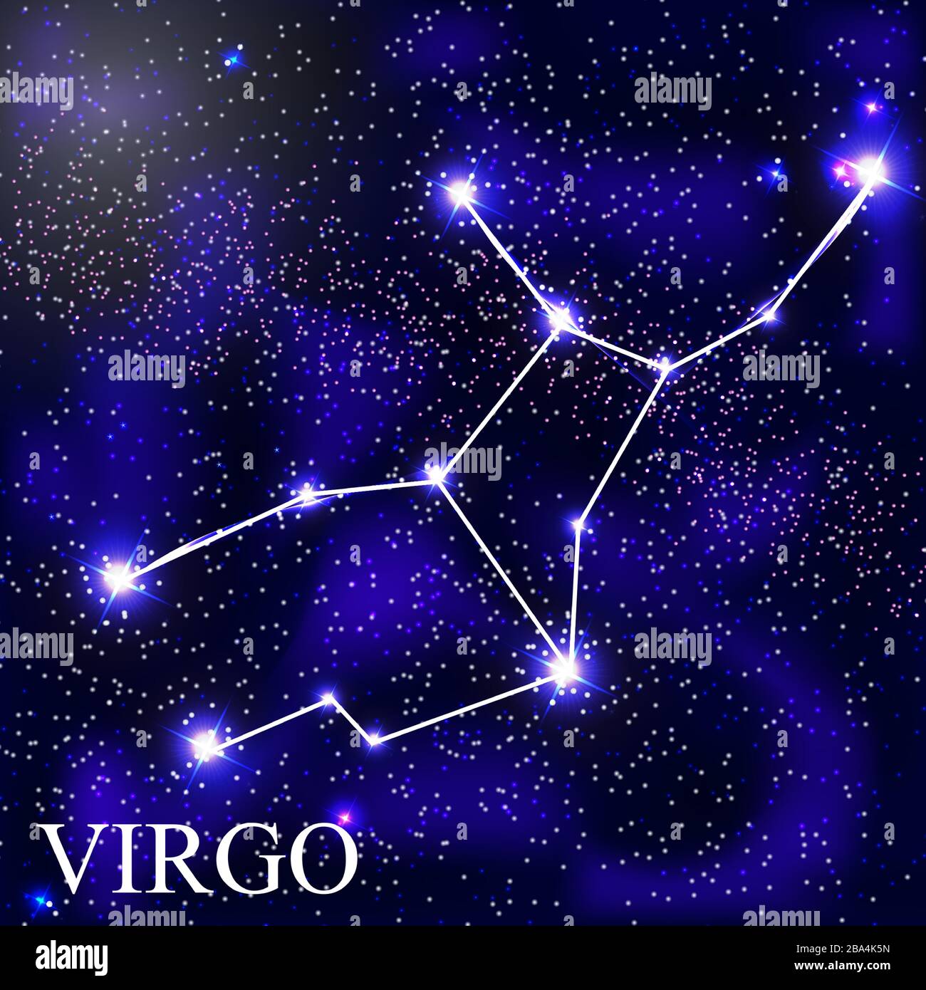 Virgo Zodiac Sign with Beautiful Bright Stars on the Background of Virgo Zodiac Sign with Beautiful Bright Stars on the Background of