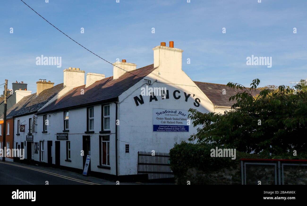 Rural seafood bar restaurant Ireland, street view Nancy's Seafood Bar