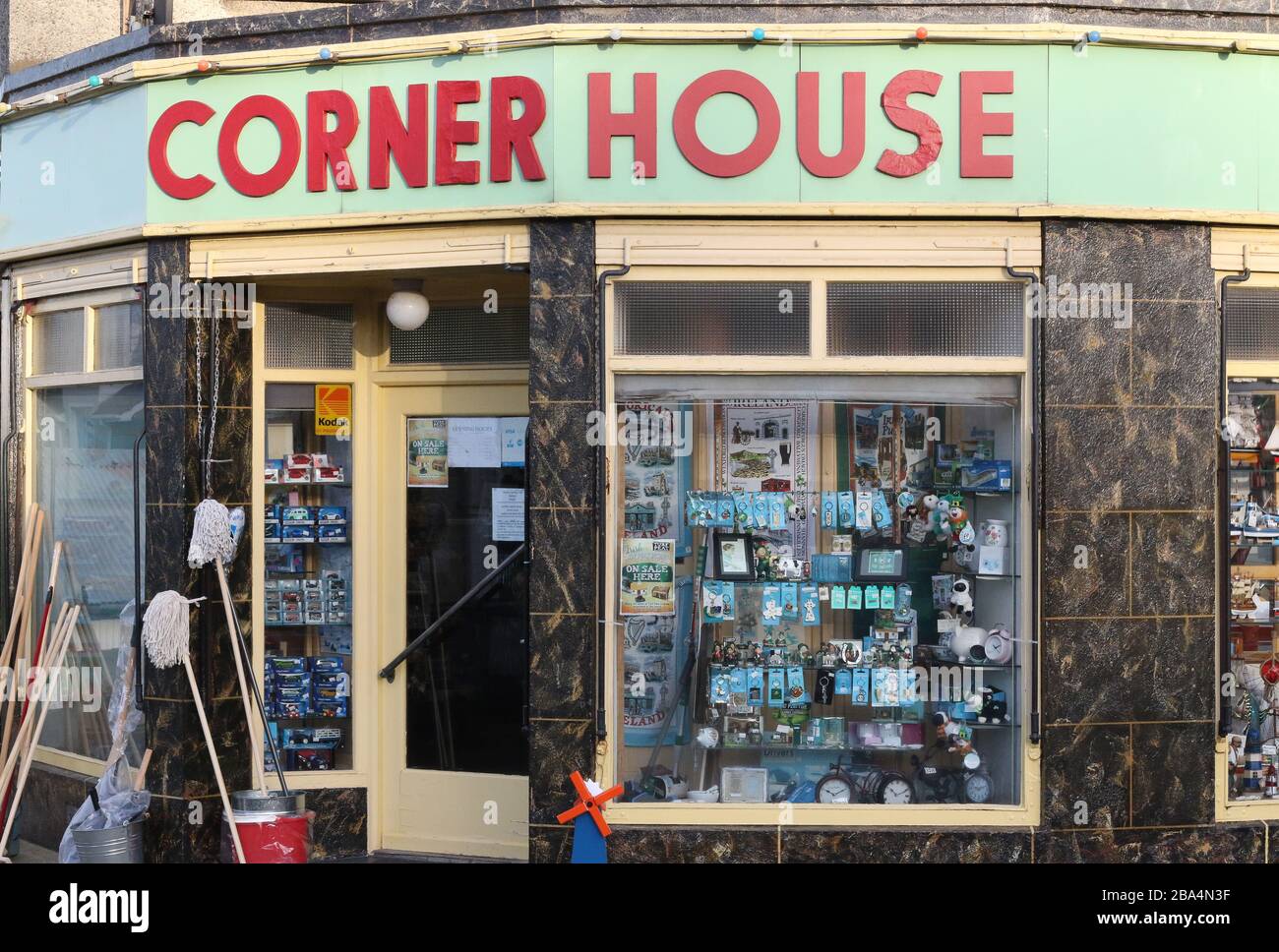 Corner shop window and main entrance to established landmark business