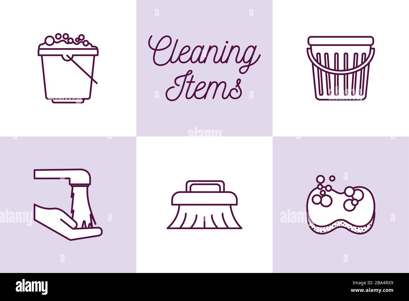 Cleaning service items line style icon set vector design Stock Vector