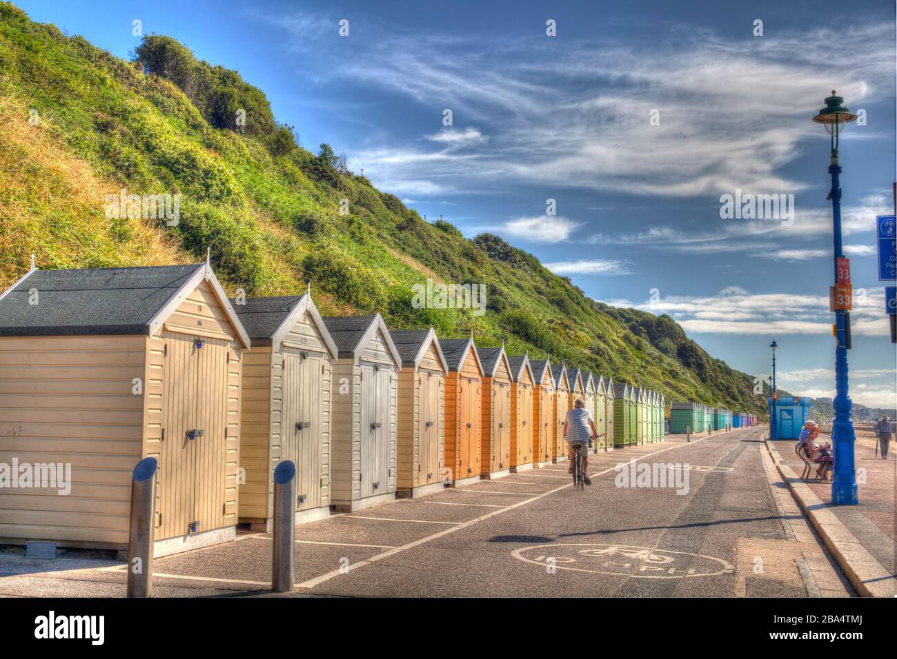 Beach huts for seaside holidays and days out Stock Photo