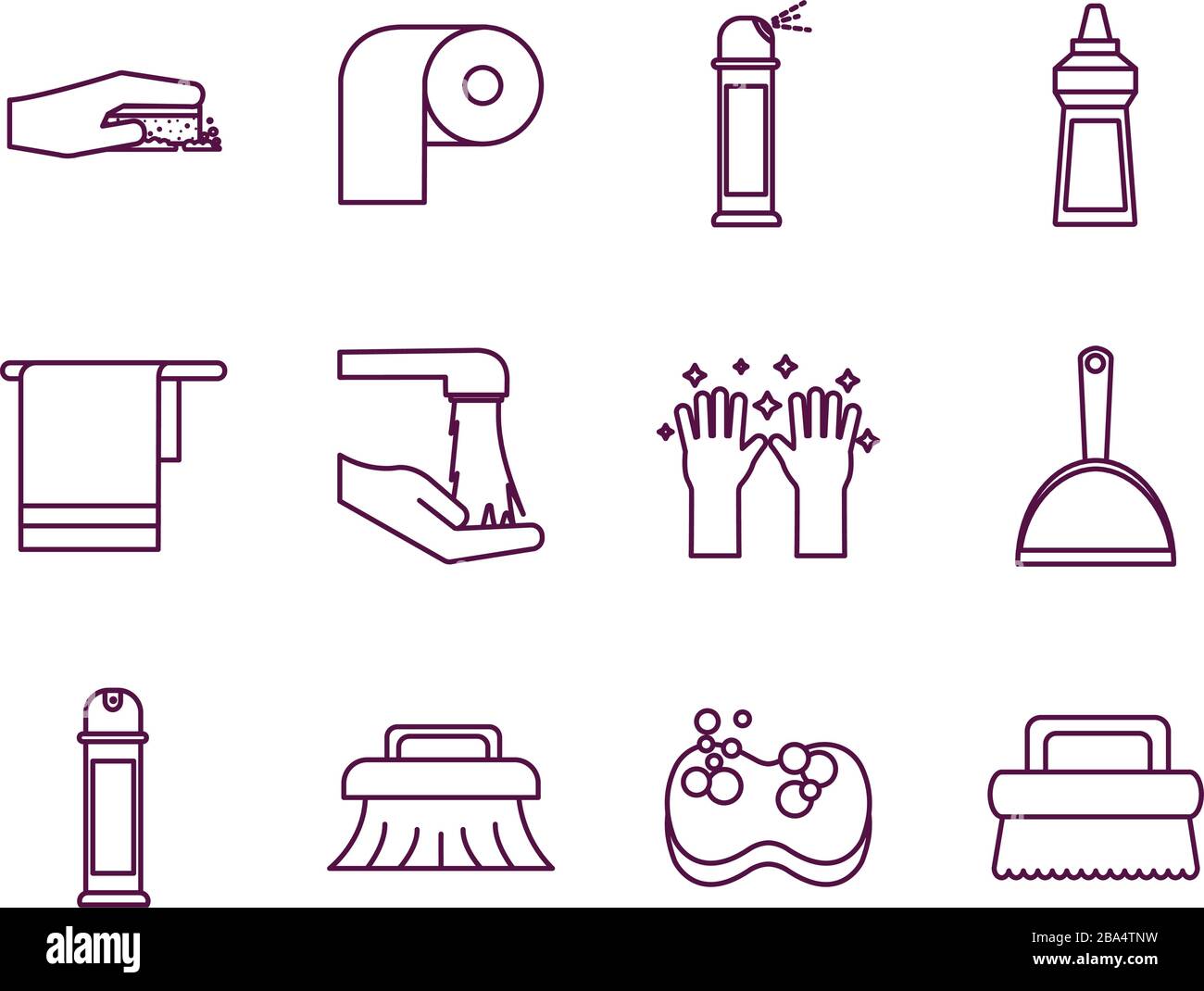 Cleaning service items line style icon set vector design Stock Vector