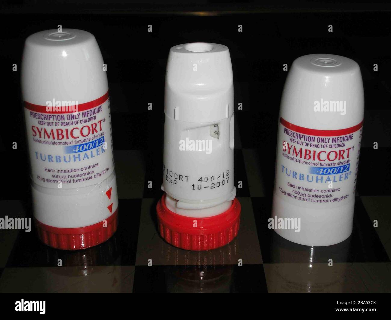 'English: Image of Symbicort Inhaler, taken and uploaded by me to Wikipedia in 2006, now moved to Commons in 2017.; 22 April 2006, 16:34:08; Own work; One Salient Oversight at English Wikipedia; ' Stock Photo