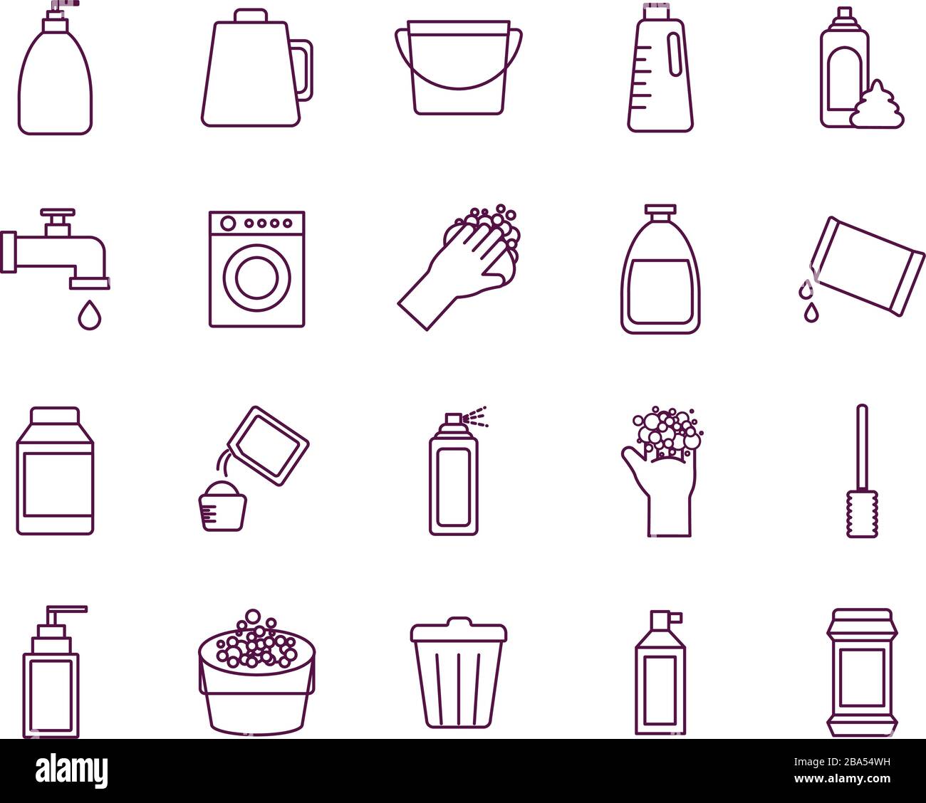 Cleaning service items line style icon set vector design Stock Vector