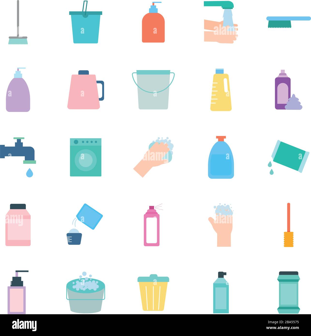 Cleaning service items flat style icon set vector design Stock Vector ...