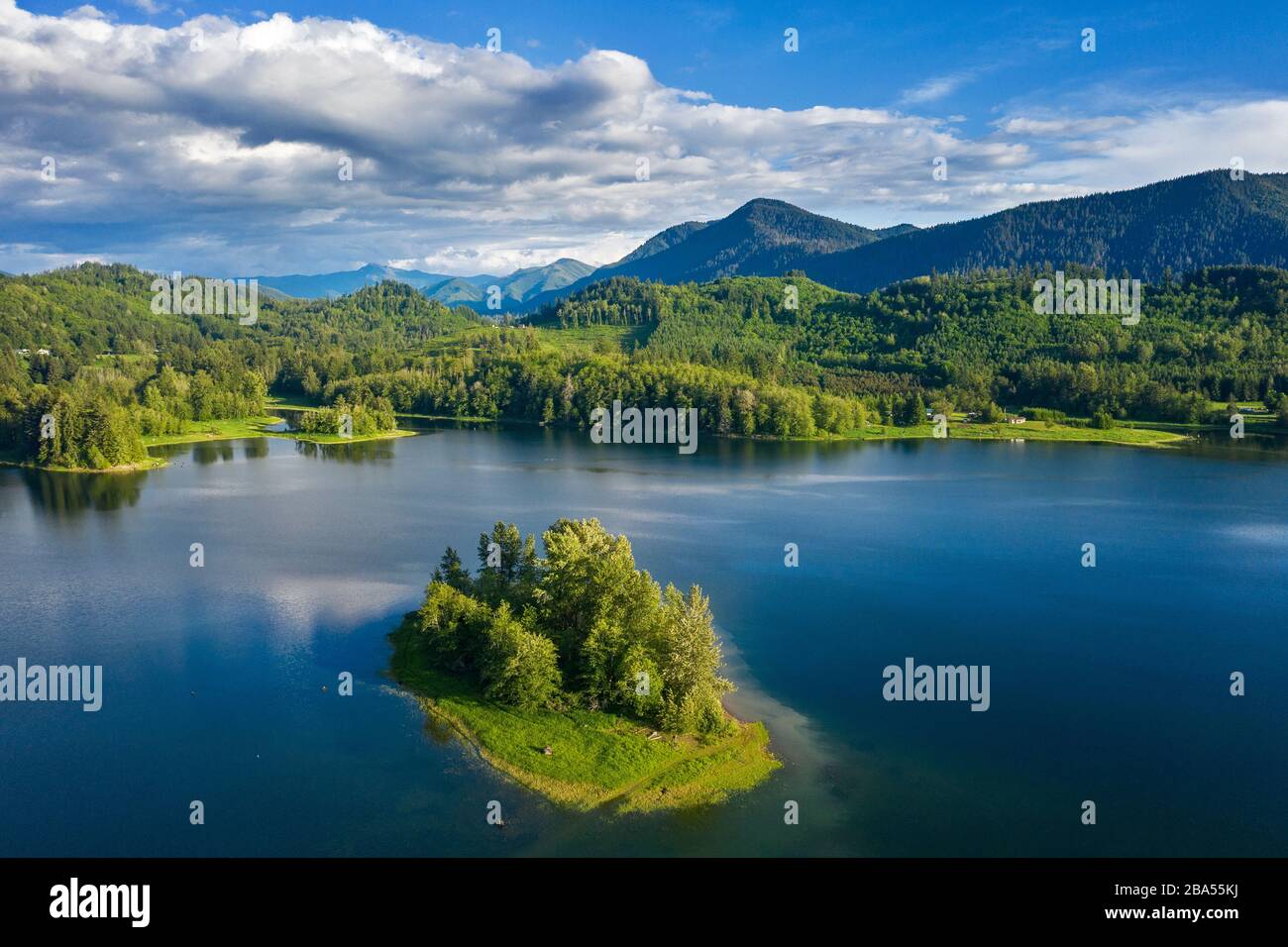 Alder Lake is formed by the Nisqually river in Rainier Stock Photo