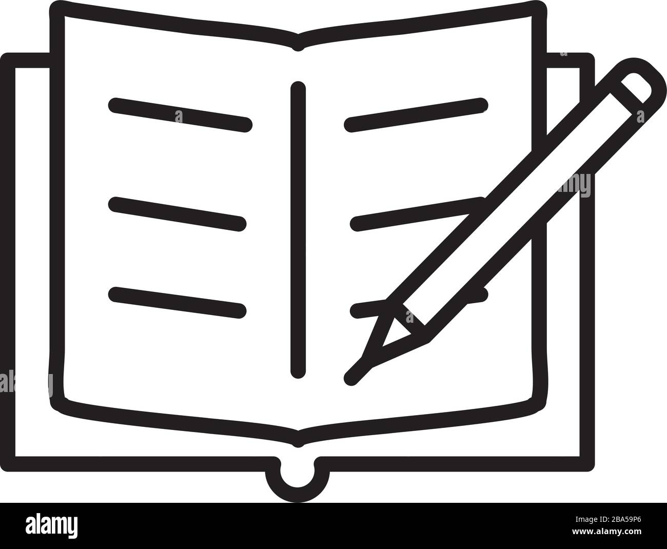 text book with pencil line style icon Stock Vector Image & Art - Alamy