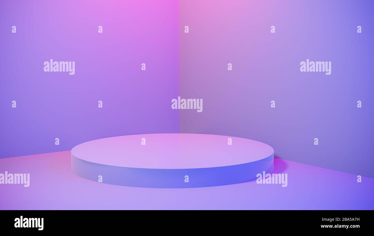 Download Abstract Empty Pedestal In Blue Pink Vibrant Light Stage Minimal Background For Present Content Advertising Banner Product Design Mockup 3d Stock Photo Alamy