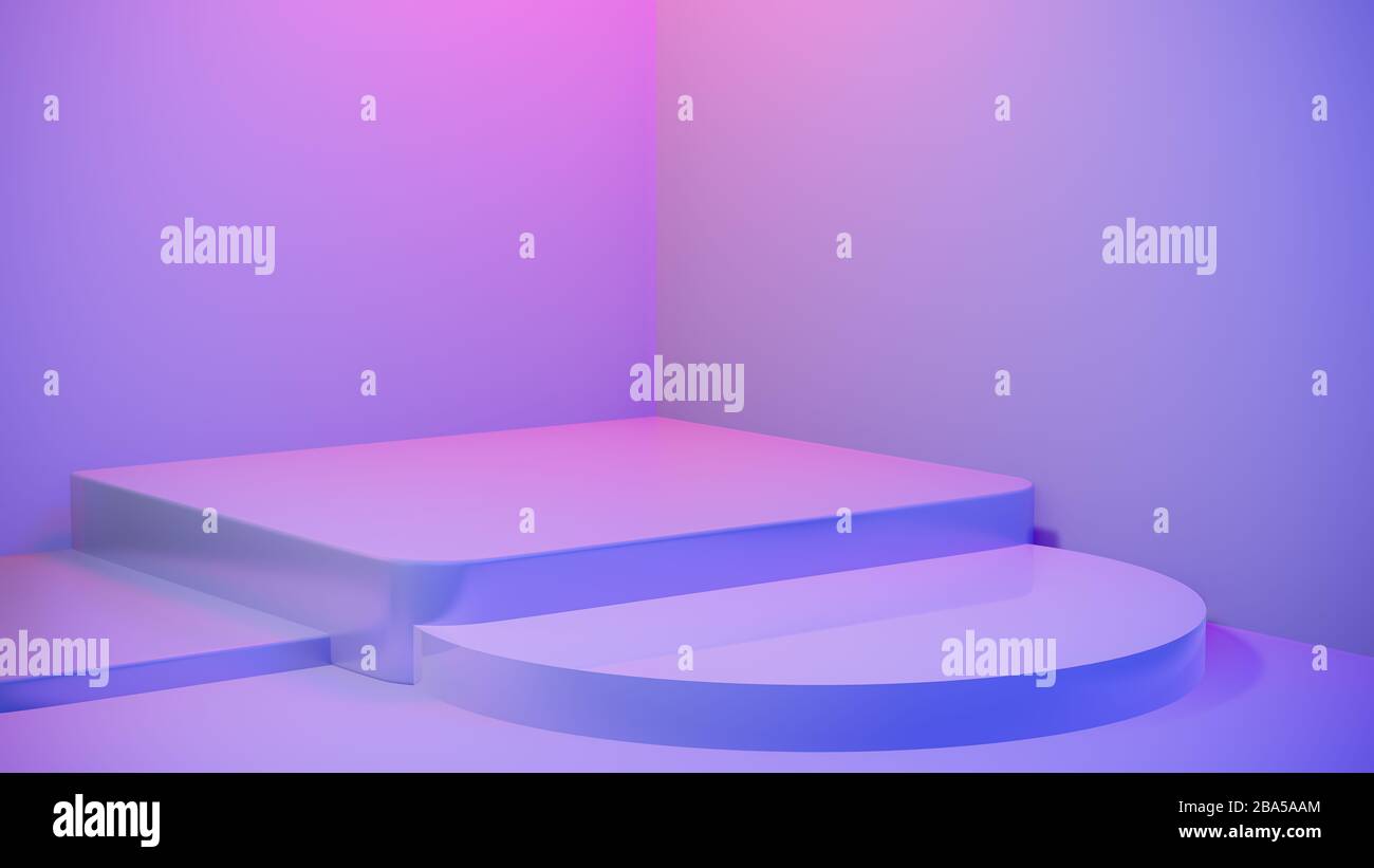 Download Abstract Empty Pedestal In Blue Pink Vibrant Light Stage Minimal Background For Present Content Advertising Banner Product Design Mockup 3d Stock Photo Alamy