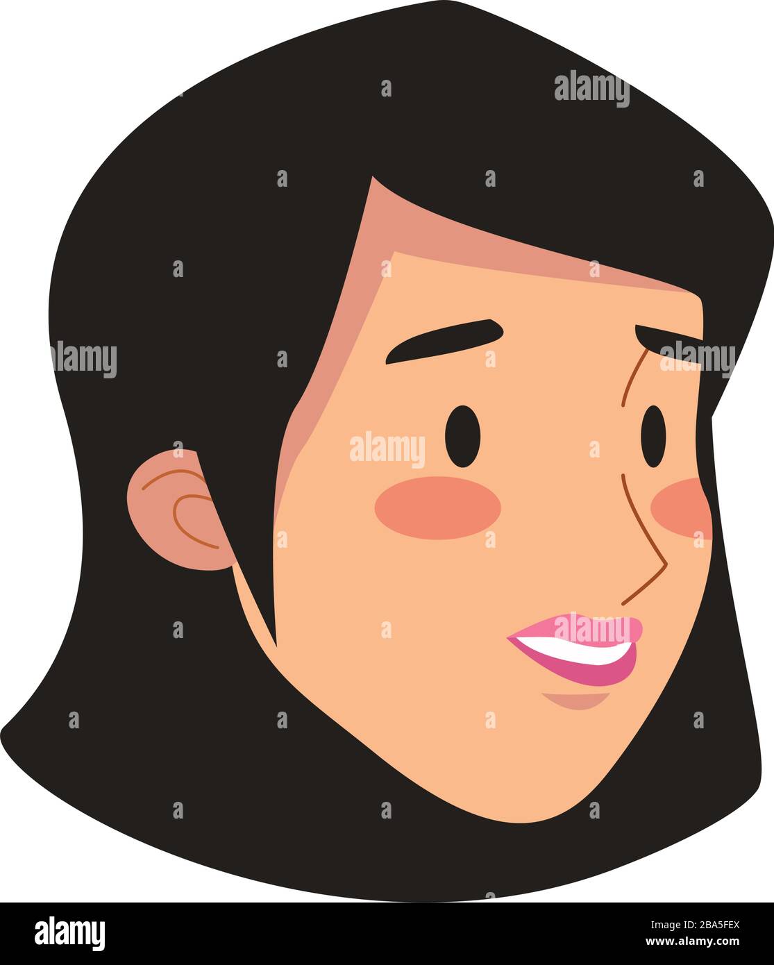 young woman head avatar character Stock Vector