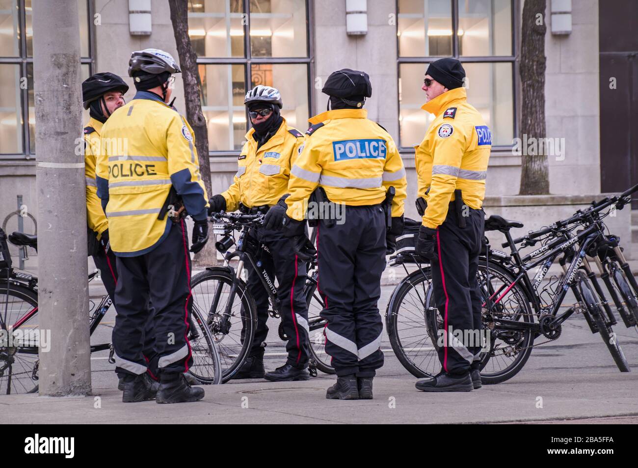 TORONTO, CANADA - 01 04 2020: Toronto Police bicycle patrol officers ...