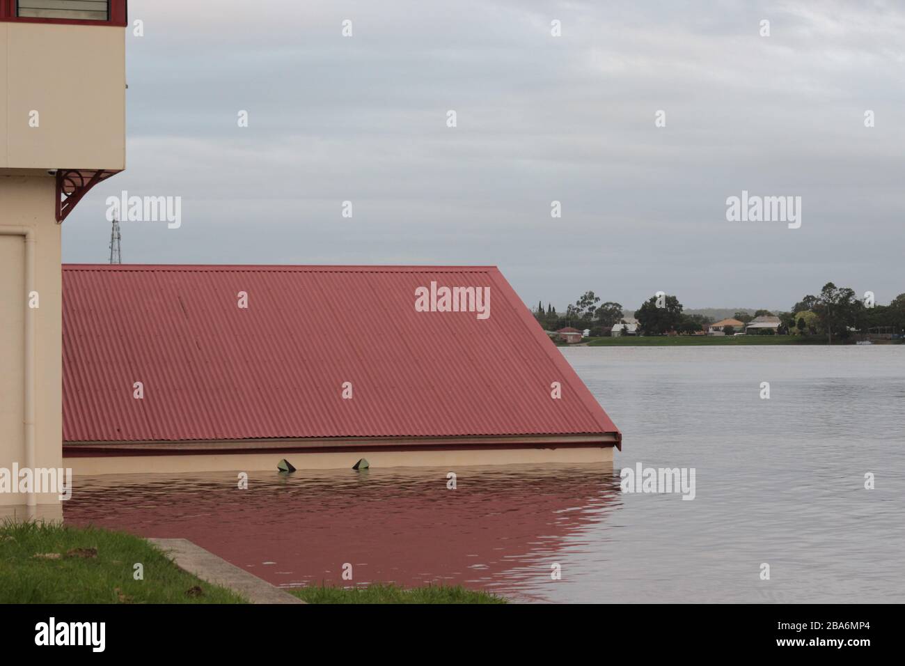 Grafton rowing clubhouse under flood waters, Clarence River Grafton, NSW Stock Photo