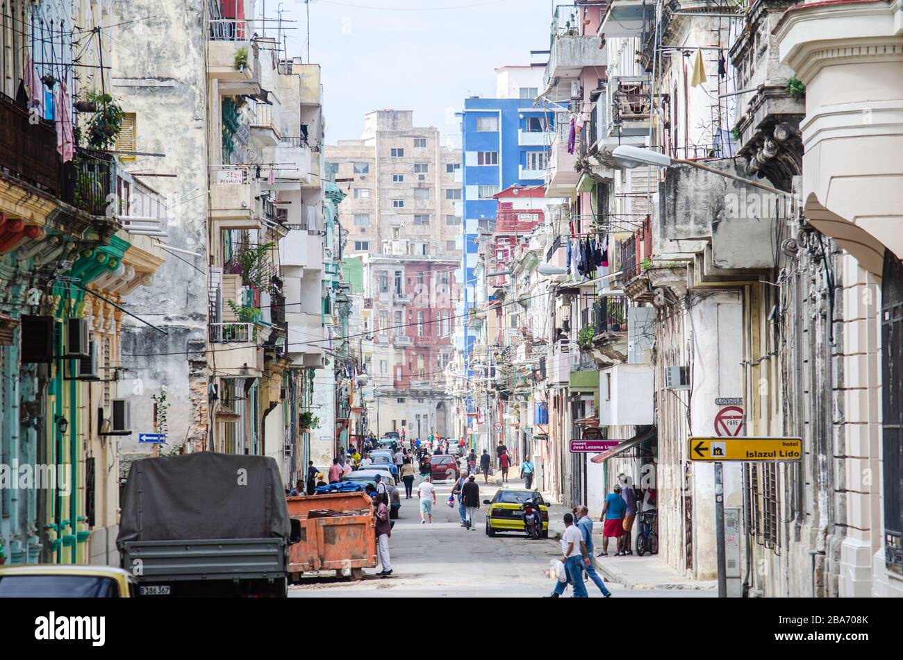 Landscape view of a typical street in Habana in Cuba Stock Photo