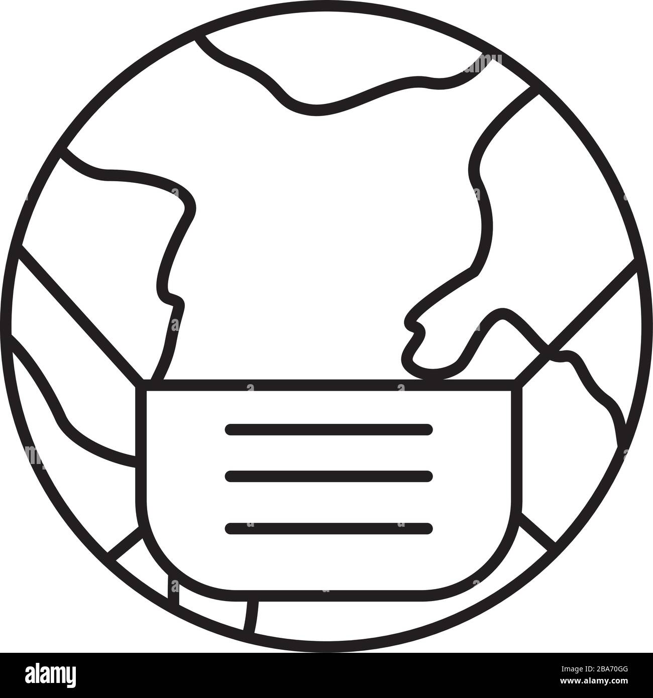 world planet with face mask accessory line style Stock Vector Image ...