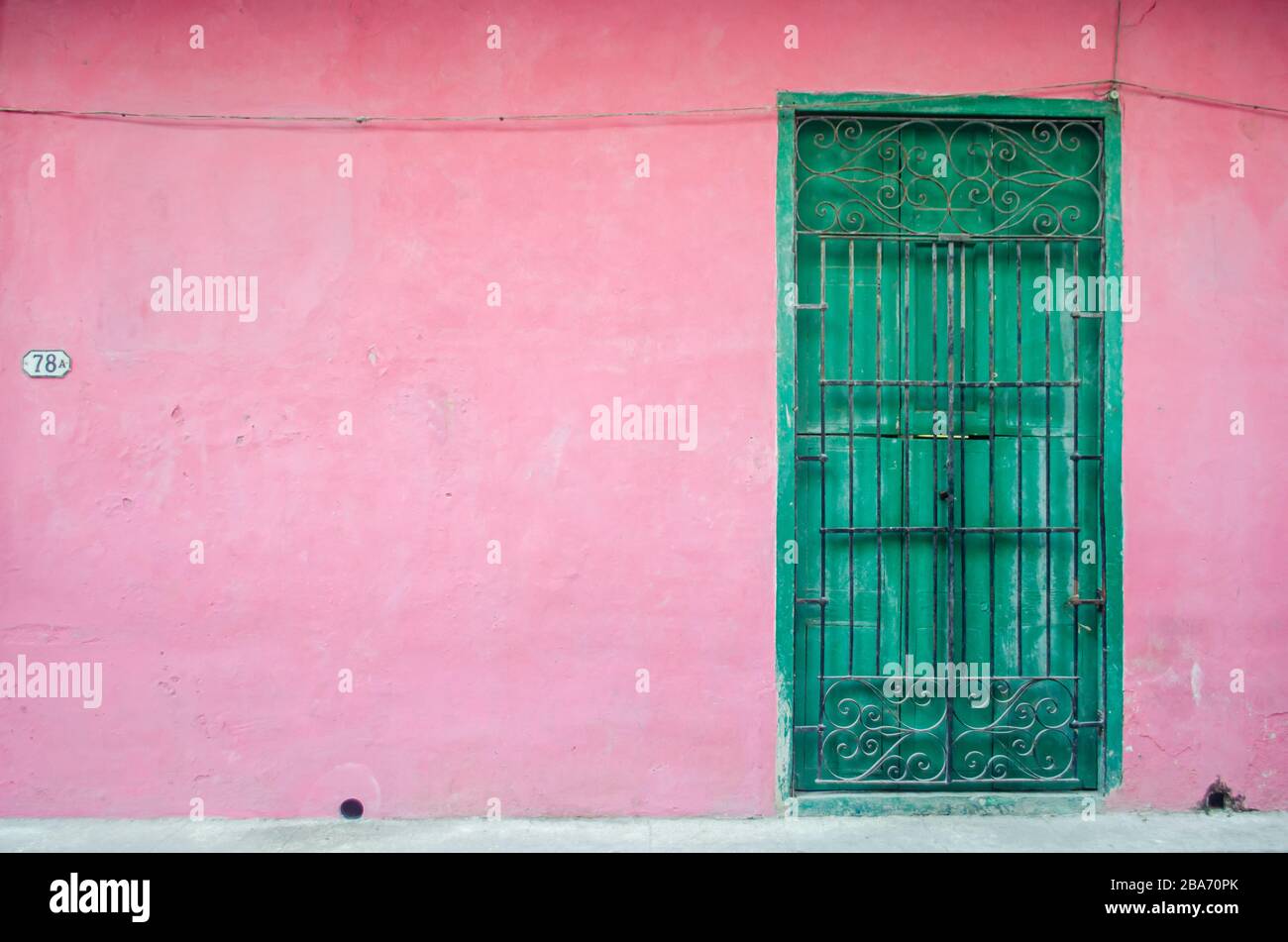 Classical facade of an old house in La Havana. Stock Photo