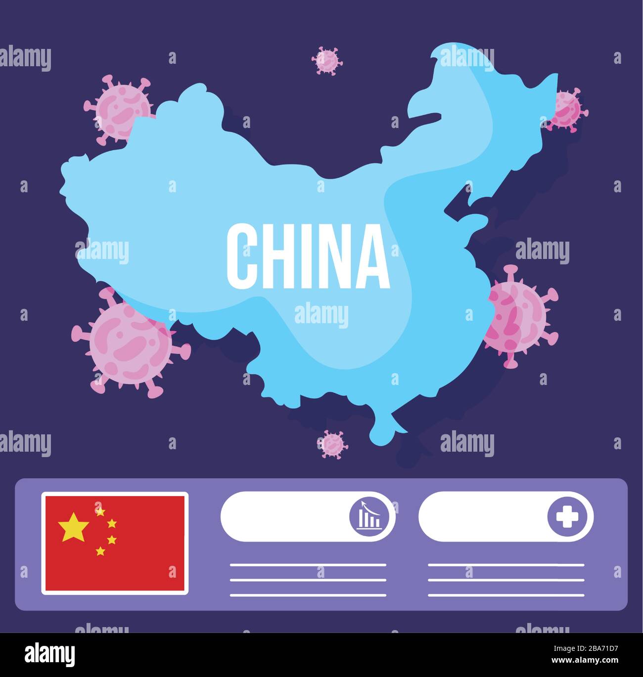 china map with 2019 ncov infographic vector illustration design Stock ...