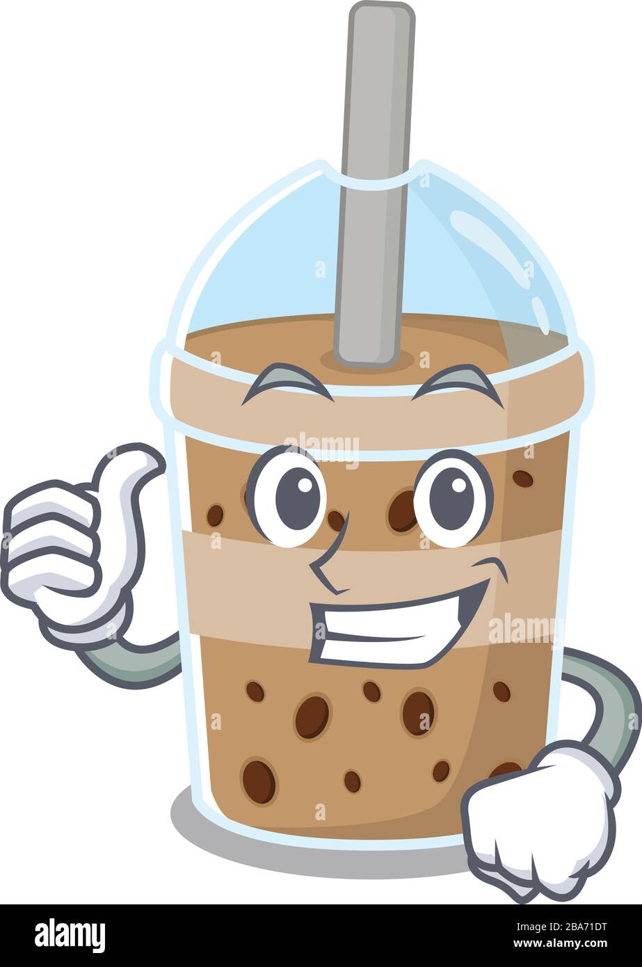 Cool Chocolate Bubble Tea Cartoon Design Style Making Thumbs Up Gesture Stock Vector Image Art Alamy