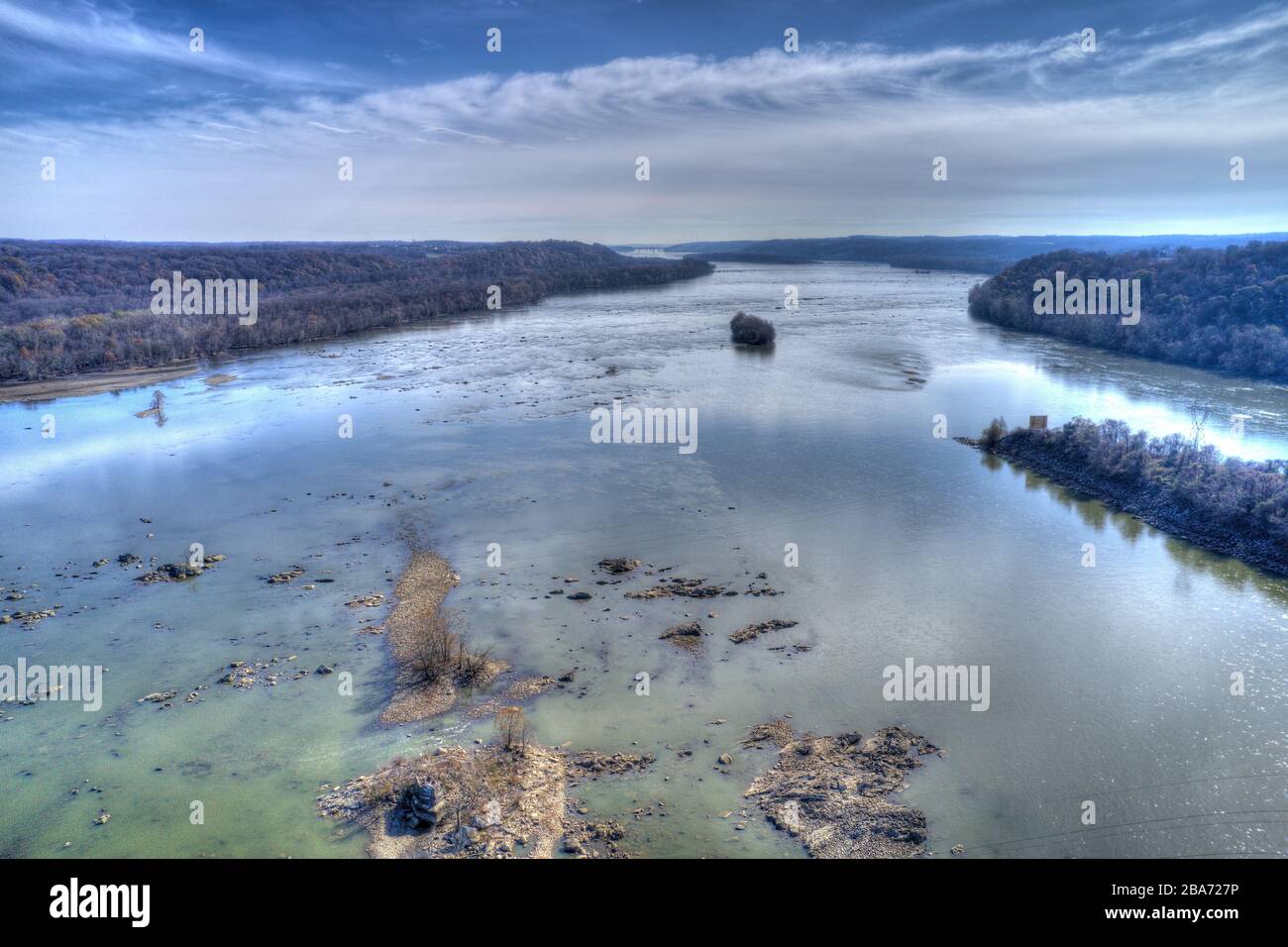 Aerial View of the Susquehanna River at Conowingo Maryland Stock Photo