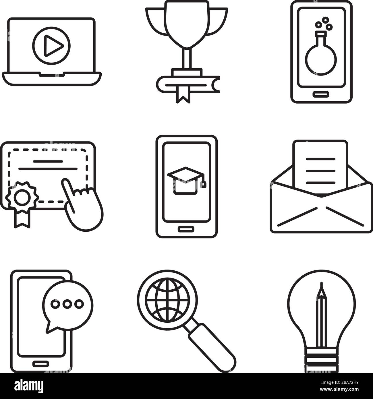 bundle of education online set icons Stock Vector Image & Art - Alamy
